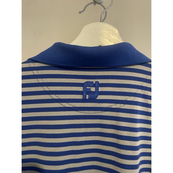 Footjoy Mens Large Blue Gray Striped Short Sleeve Golf Polo Shirt - Picture 4 of 5